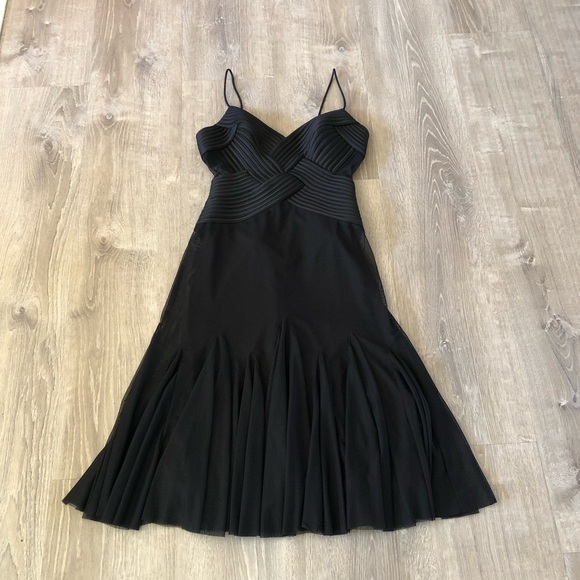 Cache 2000s Black Mesh Midi Long Elegant Dress in Black US 8 Y2K - Picture 1 of 13